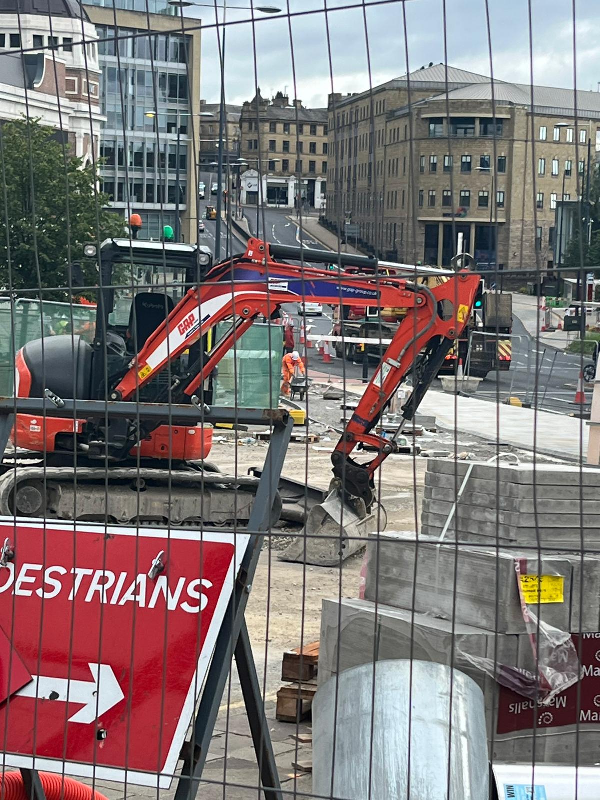 Roadworks in Bradford city centre