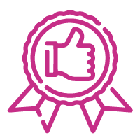 Icon of rosette with thumbs up inside